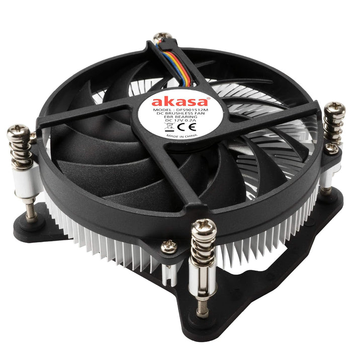 Akasa AK-CC6308EP01 Low Profile CPU-Kuehler - 92mm Carte SIM Plaque arrière 9,6 cm Aluminium, Noir K