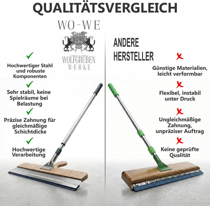 Grossflächenrakel 560mm mit Teleskopstiel Stehrakel Zahnrakel Standrakel Flächenrakel Stehrakel + Te