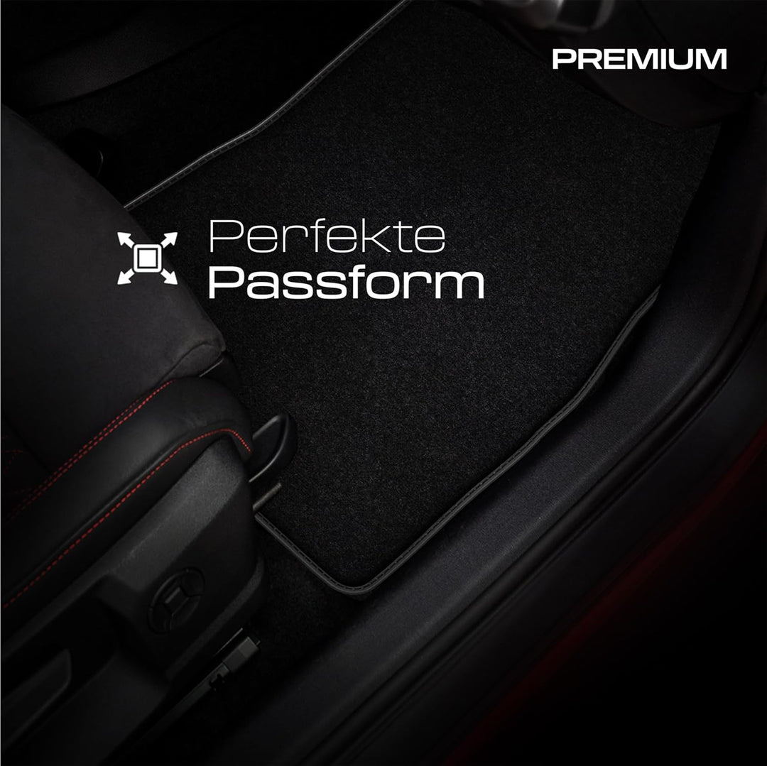 M MOTOS Velours Premium fussmatten Auto kompatibel mit BMW 3er F30 2012-2018 - Premium, Leder, Rot u