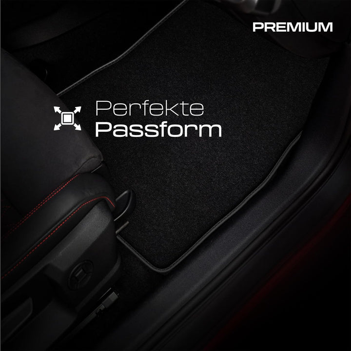 M MOTOS Velours Premium fussmatten Auto kompatibel mit BMW 3er F30 2012-2018 - Premium, Leder, Rot u