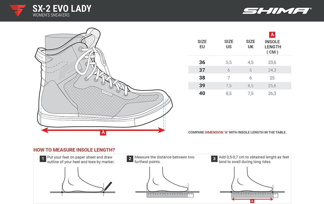 SHIMA SX-2 EVO LADY Motorradschuhe für Damen | Atmungsaktiv, Verstärkte Leder Biker Motorradstiefel