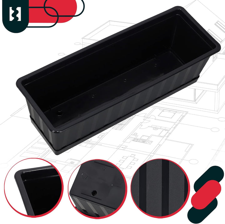 KOTARBAU® 4er Set Blumenkasten - Blumentopf für Balkon - 50 x 18 x 14 cm - Anthrazit - Balkonkasten