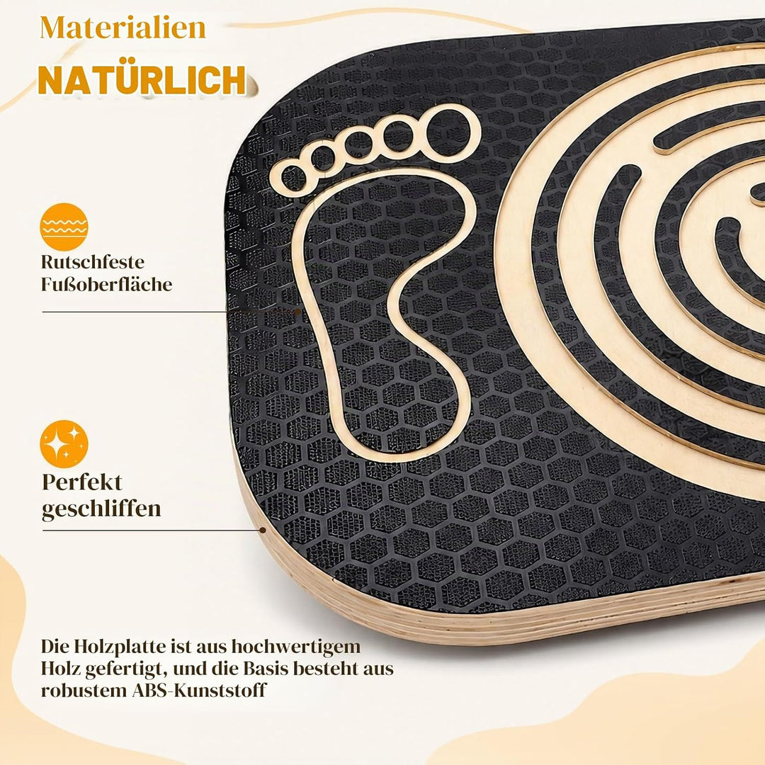 Balance Board Holz mit Labyrinth, Gleichgewichtstrainer Balancierbrett für Kinder, Wackelbrett für F
