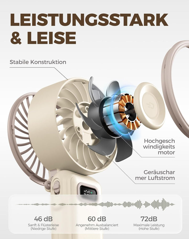 Diveblues Handventilator Tragbarer Turbo-Ventilator mit 100 Stufen und 7.4m/s Starkem Luftstrom, 180