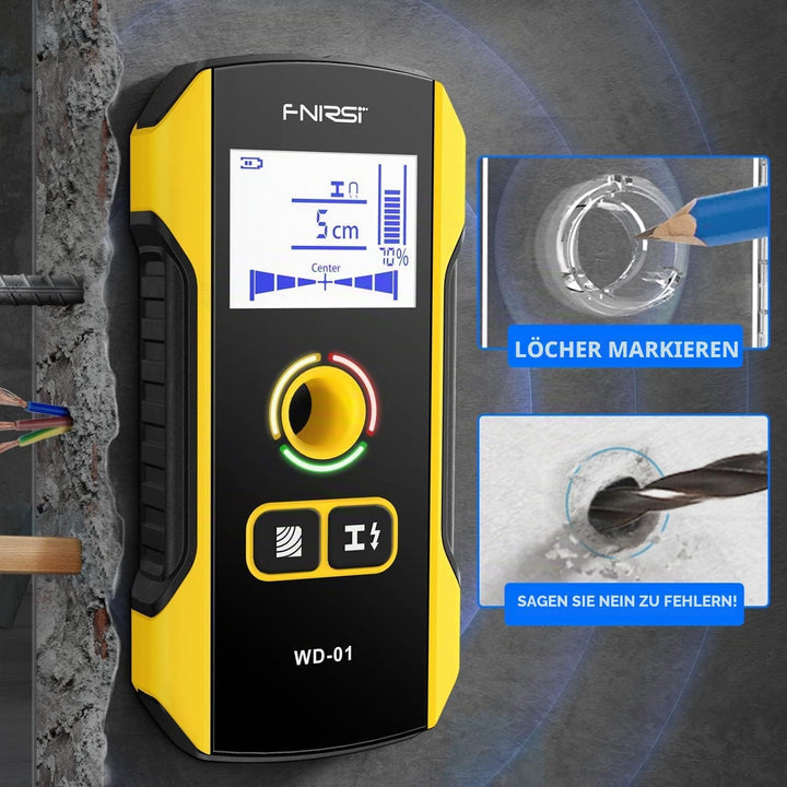 FNIRSI 6-in-1 Wandscanner – Elektronischer Wanddetektor für Holz- und Metallständer, Kabel, Rohre un