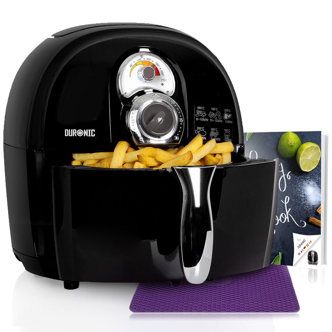 Duronic AF1 BK Heissluftfritteuse, Fritteuse mit 4,5 L Fassungsvermögen, Mini Backofen zum Dünsten,