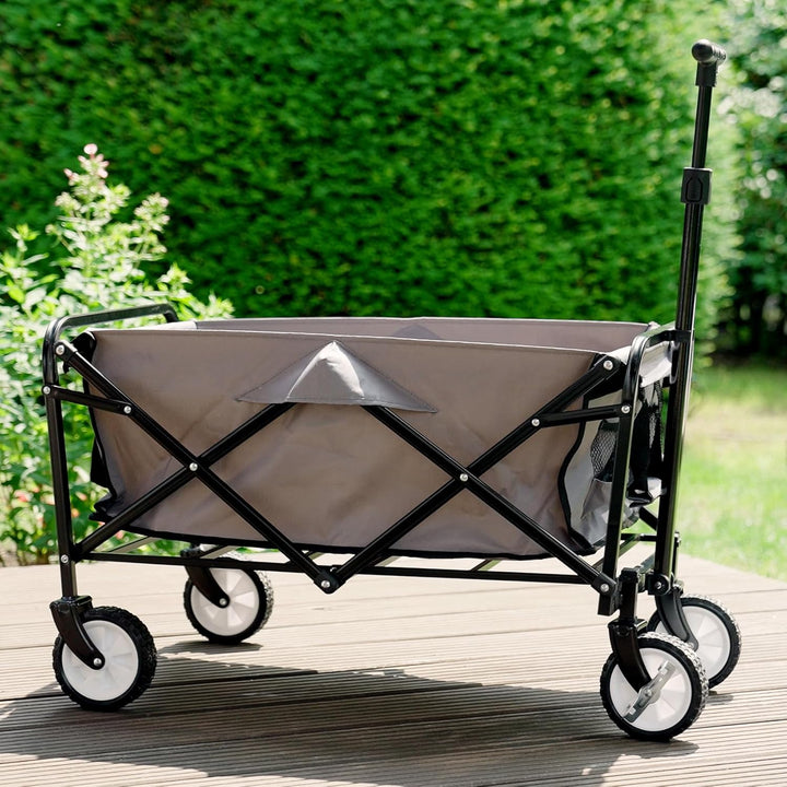 Gardenio Bollerwagen faltbar mit Bremsen, Handwagen 80 kg/60l, Bollerwagen klein & leicht mit Tasche