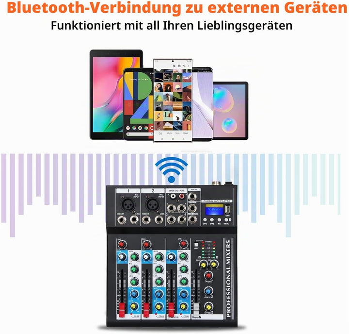 Depusheng HT4 Bluetooth-kompatible professionelle tragbare digitale DJ-Konsole mit USB-4-Kanal-Mixer