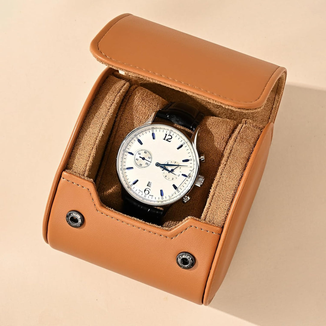 Oirlv Luxus PU Leder Uhrenrolle Uhrenbox Für Geschenkbox Weihnachten Jubiläum Geburtstag(Braun) 1 Sc