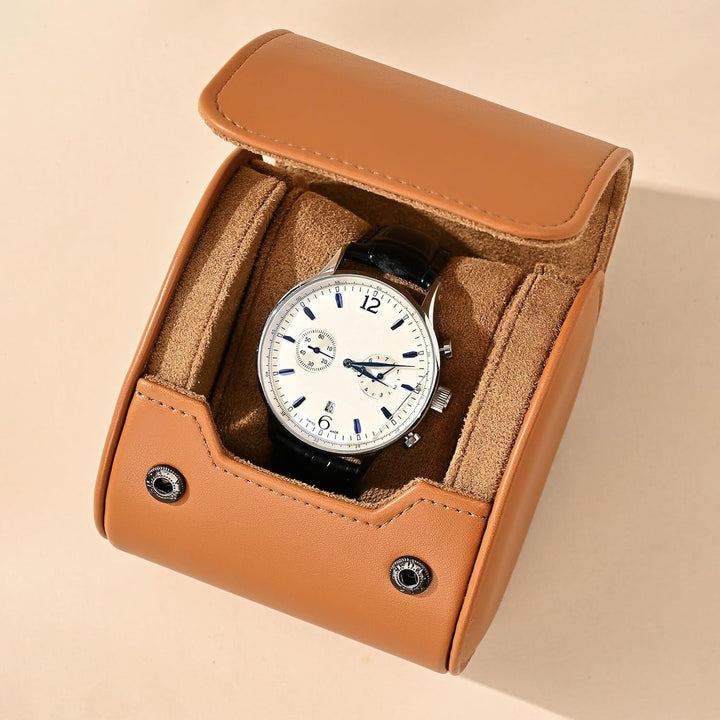 Oirlv Luxus PU Leder Uhrenrolle Uhrenbox Für Geschenkbox Weihnachten Jubiläum Geburtstag(Braun) 1 Sc