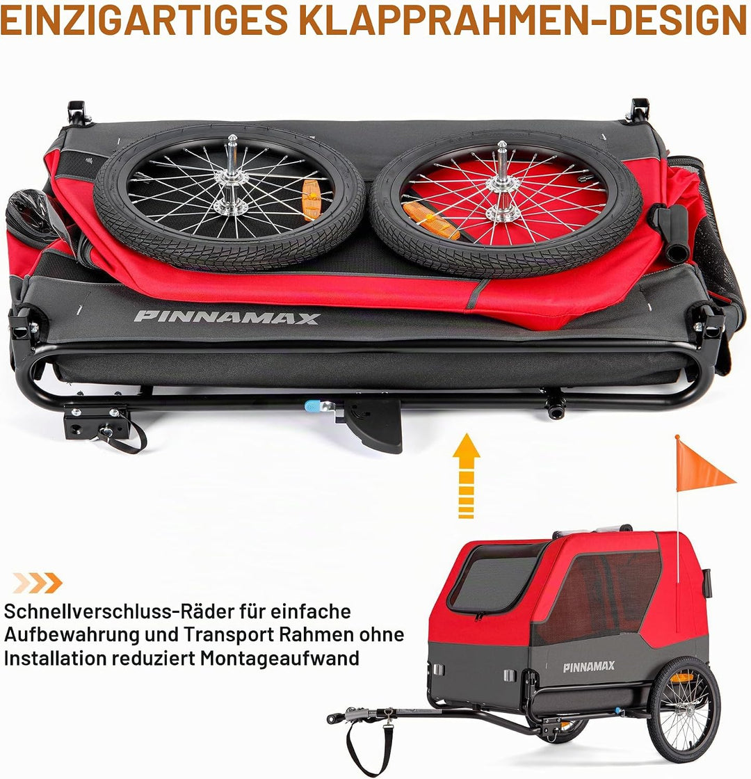 Hundeanhänger für Fahrräder – 2-in-1 Haustierbuggy, belastbar bis zu 45 kg – Fahrradanhänger für Hun