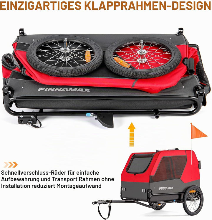 Hundeanhänger für Fahrräder – 2-in-1 Haustierbuggy, belastbar bis zu 45 kg – Fahrradanhänger für Hun
