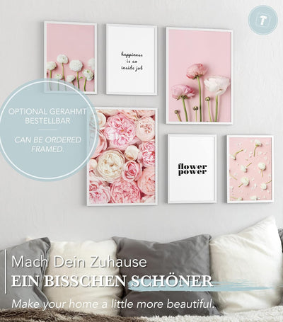 Papierschmiede® Mood Poster Set Flower Power, Bilder Wohnzimmer Deko Schlafzimmer, 2x DIN A2 und 4x