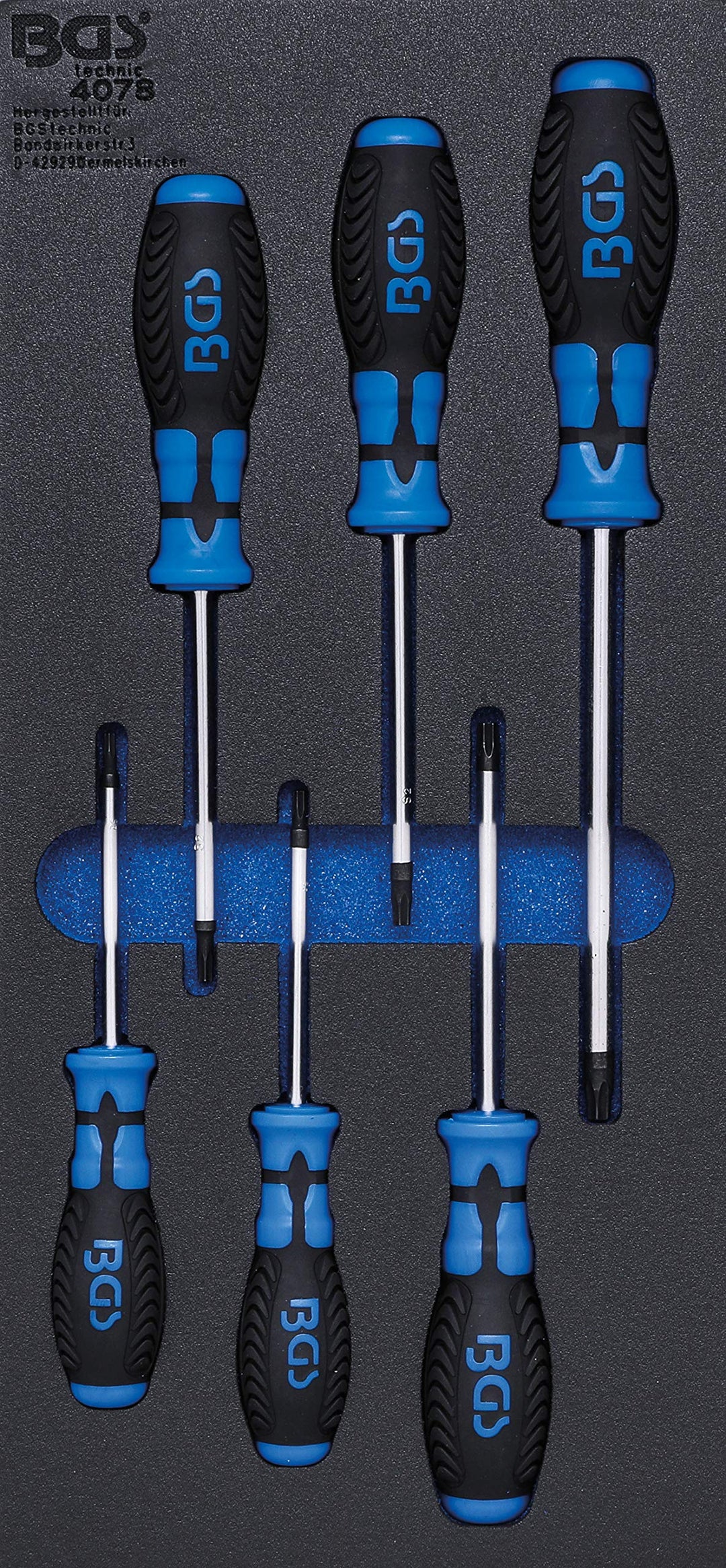 BGS 4078 | Werkstattwageneinlage 1/3: Schraubendreher T-Profil (für Torx) | 6-tlg. Satz, Satz