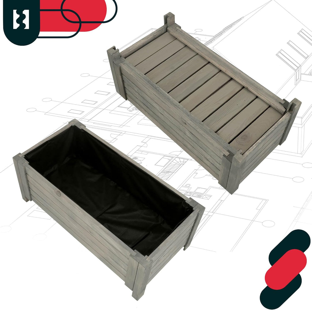 KOTARBAU® Blumenkasten - 79 x 39 x 30 cm - Pflanzkasten mit Vlies - Pflanzkübel gross aussen - Balko
