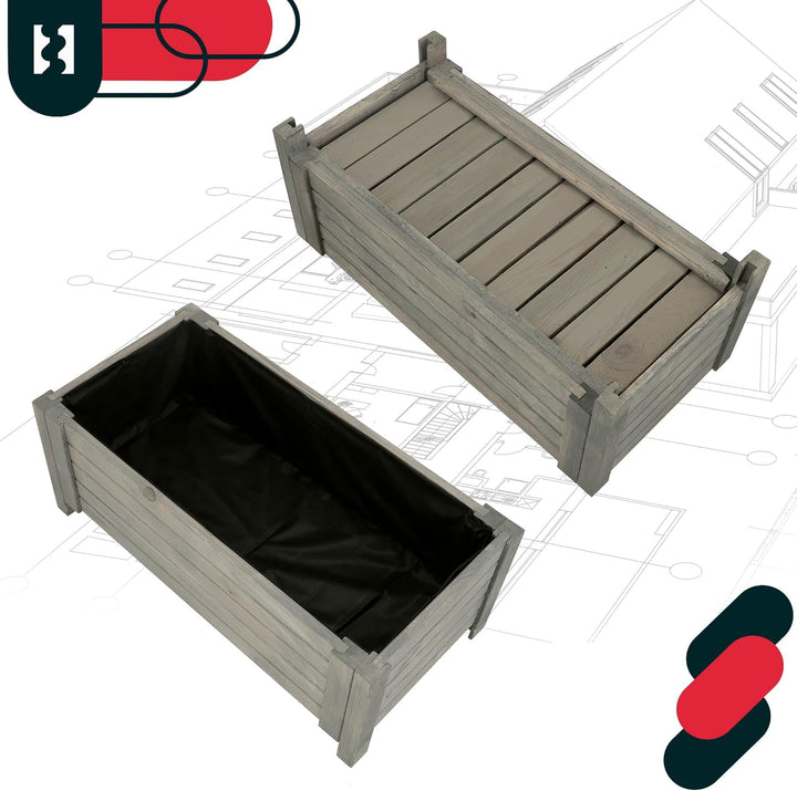 KOTARBAU® Blumenkasten - 79 x 39 x 30 cm - Pflanzkasten mit Vlies - Pflanzkübel gross aussen - Balko