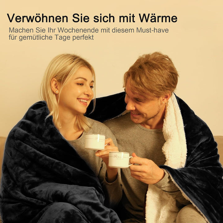 Winthome Kuscheldecke Dicke Warme, Decke Flauschig, Fleecedecke Doppelseitiges Design, Winterdecke S