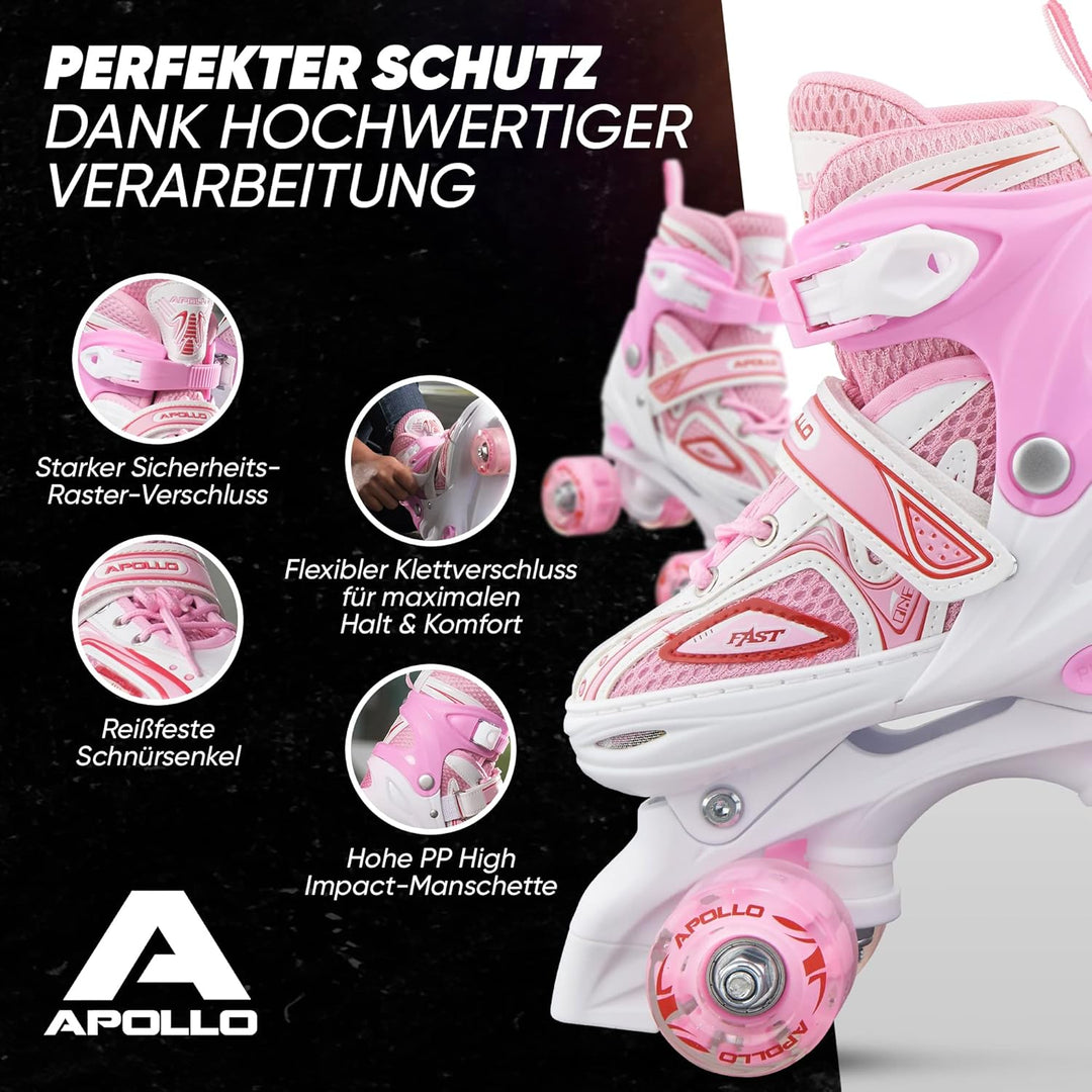 Apollo Super Quad X Pro | verstellbare Rollschuhe für Kinder | komfortable, grössenverstellbare LED
