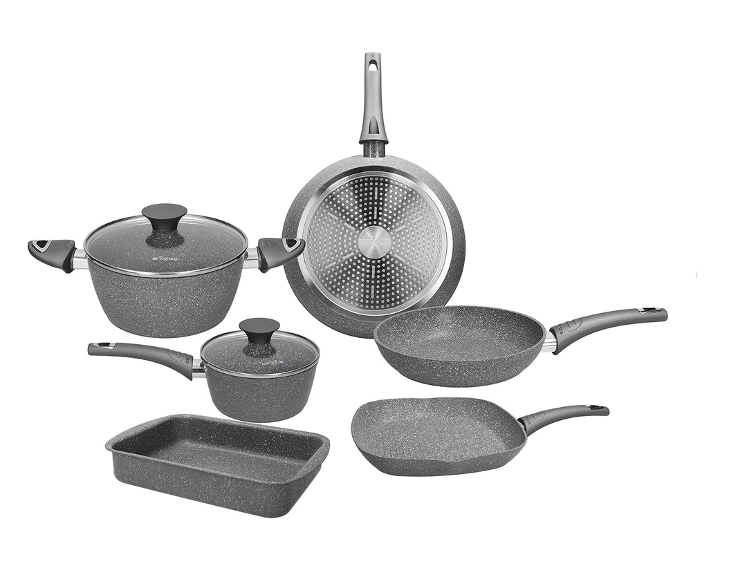 Tognana Pure Roq, Set Töpfe und Pfannen, 8-teilig, 2 Pfannen mit 1 Griff 24/28 cm, 2 Kasserollen 20/