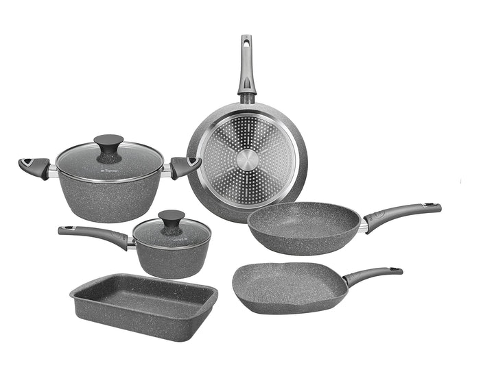 Tognana Pure Roq, Set Töpfe und Pfannen, 8-teilig, 2 Pfannen mit 1 Griff 24/28 cm, 2 Kasserollen 20/