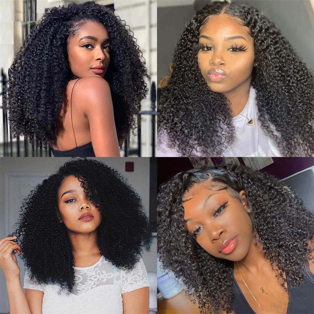 Bele 13 x 4 Kinky Curly Lace Front Wigs Human Hair 51 cm brasilianisches Kinky Curly HD Transparent