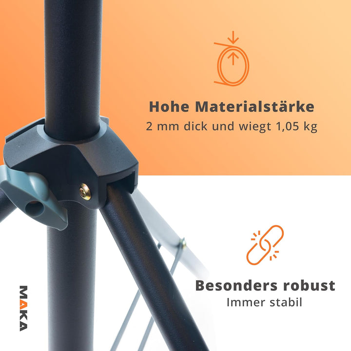 MAKA Schweres Stativ 71 bis 210 cm - Mit 360° Kugelkopf - Für Kamera und Laser - Teleskopstativ - Ba