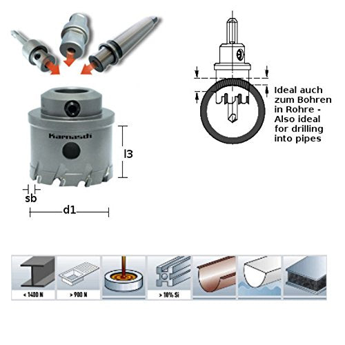 Karnasch HM Lochkreissäge Lochsäge Power-Max 20, nur Lochsägenkörper für Stahl Edelstahl GFK NE-Meta