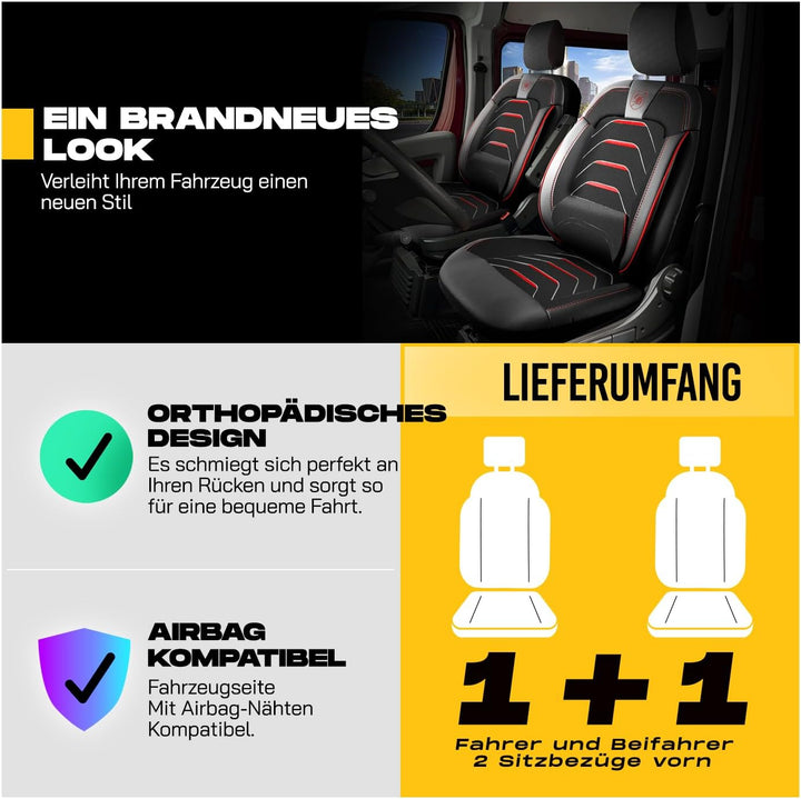 Autositzbezüge Universal 1+1 für FIAT Ducato, Peugeot Boxer, Citroen Jumper (2014-2026) Opel Movano