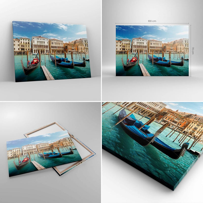 Bilder auf Leinwand 100x70cm Leinwandbild Architektur venedig italien gondel Gross Wanddeko Bild Sch