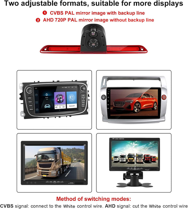 Rückfahrkamera für Mercedes-Benz Sprinter W906 2007–2019, Drittes Bremslicht Kamera mit Nachtsicht,