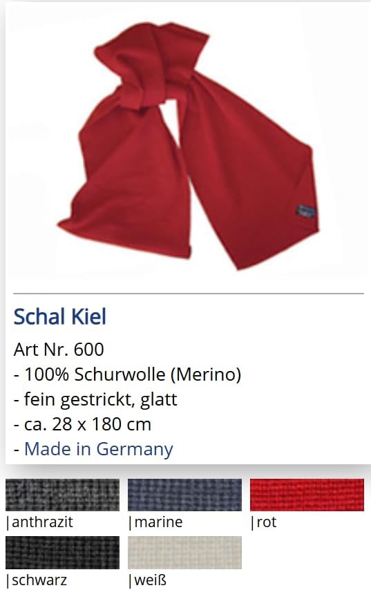 Leuchtfeuer Schal Kiel 100% Merinowolle, Made in Germany ca. 28 x 180 cm（marine） Weiss, Weiss