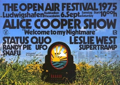 Alice Cooper - Open Air Festival, Ludwigshafen 1975 » Konzertplakat/Premium Poster | Live Konzert Ve