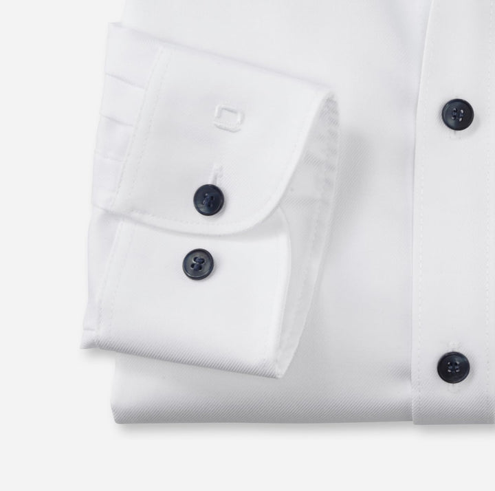 OLYMP Level Five Body fit Hemd Langarm Stretch Twill weiss 38 Weiss, 38 Weiß