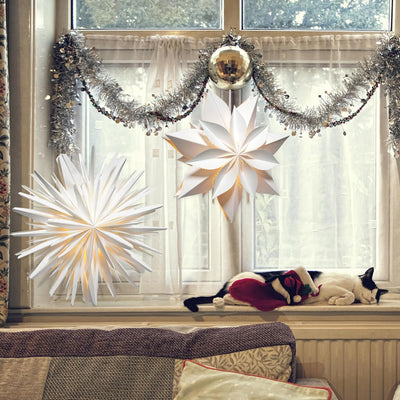 EANLOLY Papierstern zum Aufhängen, Weihnachtsstern Beleuchtet, 3D Leuchtsterne Fenster, Papiersterne