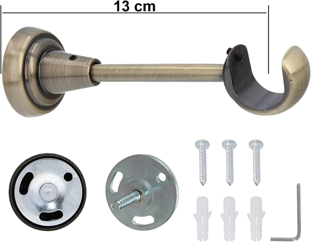 Sento 25mm Metall Gardinenstange Vorhangstange 1-läufig Messing Antik Classic 200 cm (1x200cm) PRYMA