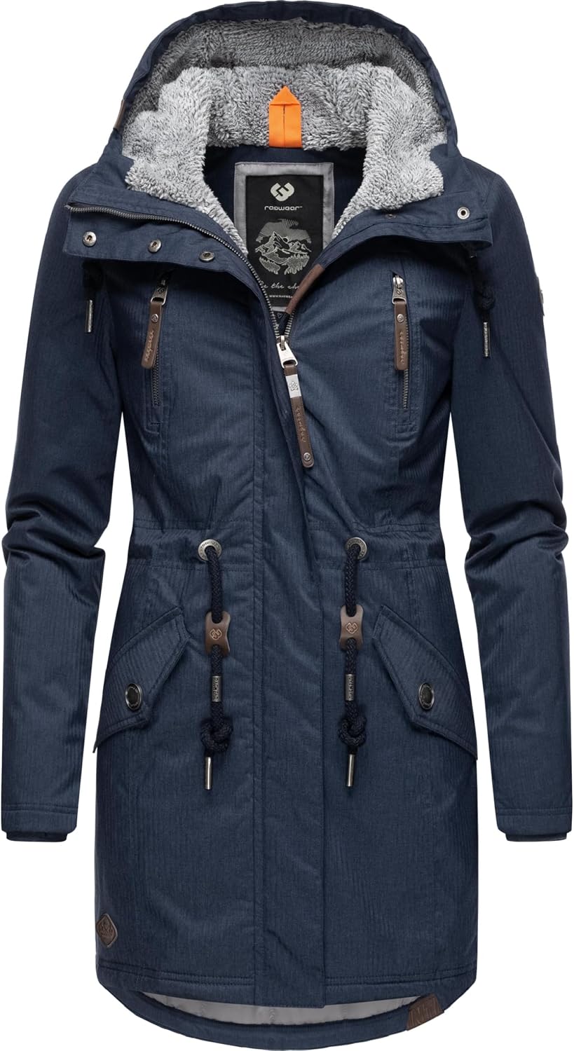 Ragwear Damen Wintermantel warm gefütterter Parka lang wasserdicht mit Kapuze Elsie Melange XS-6XL 3