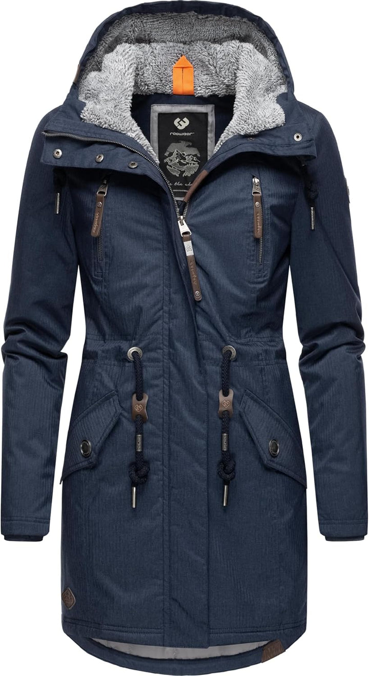 Ragwear Damen Wintermantel warm gefütterter Parka lang wasserdicht mit Kapuze Elsie Melange XS-6XL 3