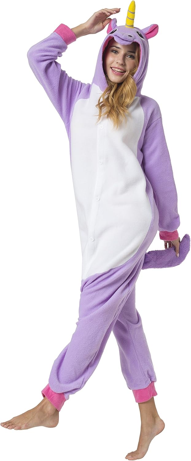 Katara Flauschige Einhorn Kostüme Onesies Kigurumis für 145-185cm Körpergrösse (Erwachesene, Damen,