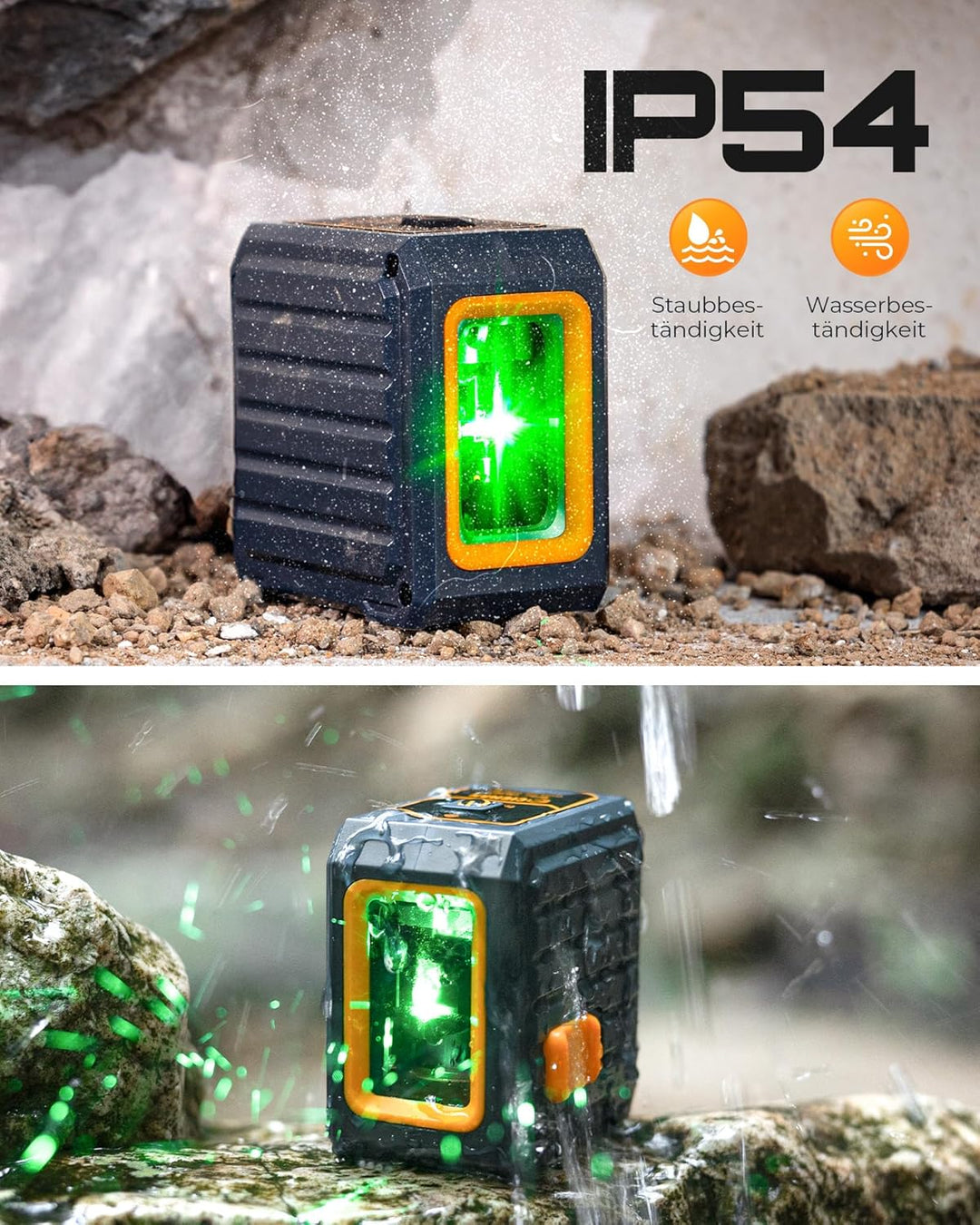 Kreuzlinienlaser, CIGMAN Grüner Kreuzlaser Selbstnivellierend Linienlaser, 30m Arbeitsreichweite, 36