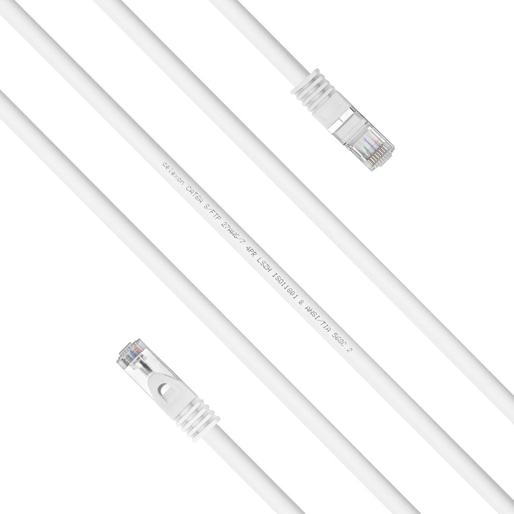 celexon CAT 6A S/FTP Patchkabel | 20 m, Weiss | 10 Gbit/s | Geschirmtes RJ45-Netzwerkkabel für zuver