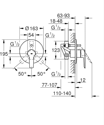 GROHE Start - Einhand-Wannenarmatur (DN 15, langlebige Oberfläche, 46 mm Keramikkartusche), chrom, 2