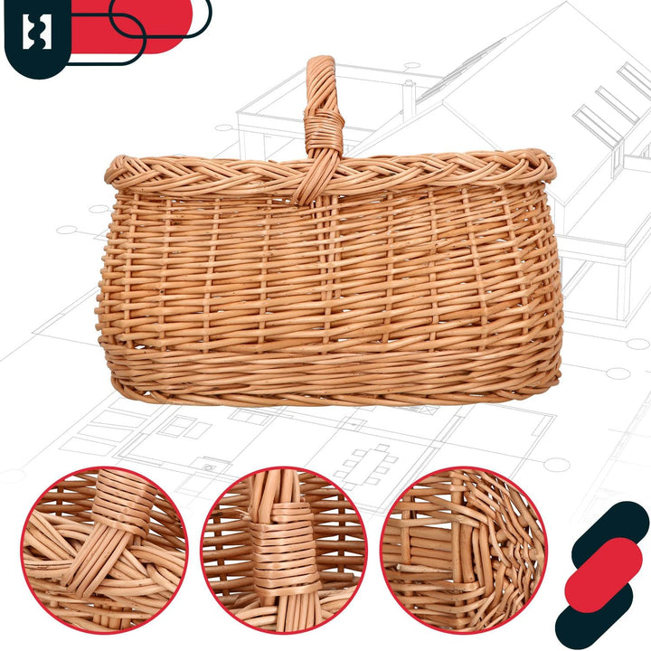 KOTARBAU® Henkelkorb Weidengeflecht für Einkauf in Naturfarbe Geräumig und