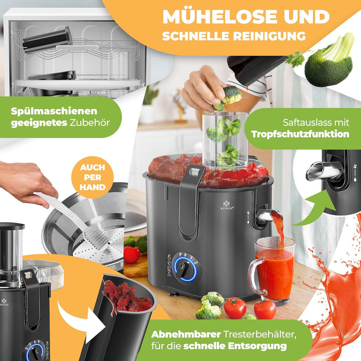 KESSER® Entsafter für Obst und Gemüse aus Edelstahl 1100W grosse 85 mm Einfüllöffnung inkl. Reinigun
