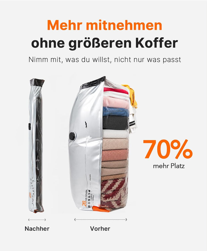 10 Stück Vakuumbeutel für Kleidung mit wiederaufladbarer elektrischer USB-Pumpe, 5× 54×74 cm und 5×
