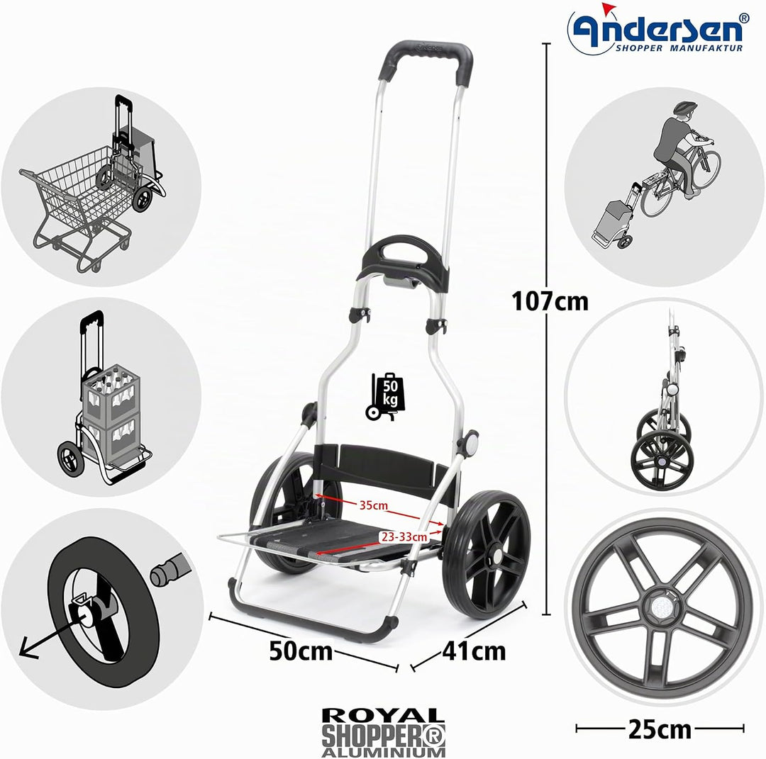 ANDERSEN Einkaufstrolley - Royal Shopper Senta grau 49 L einkaufen, Einkaufshilfe, wasserdicht, Alum