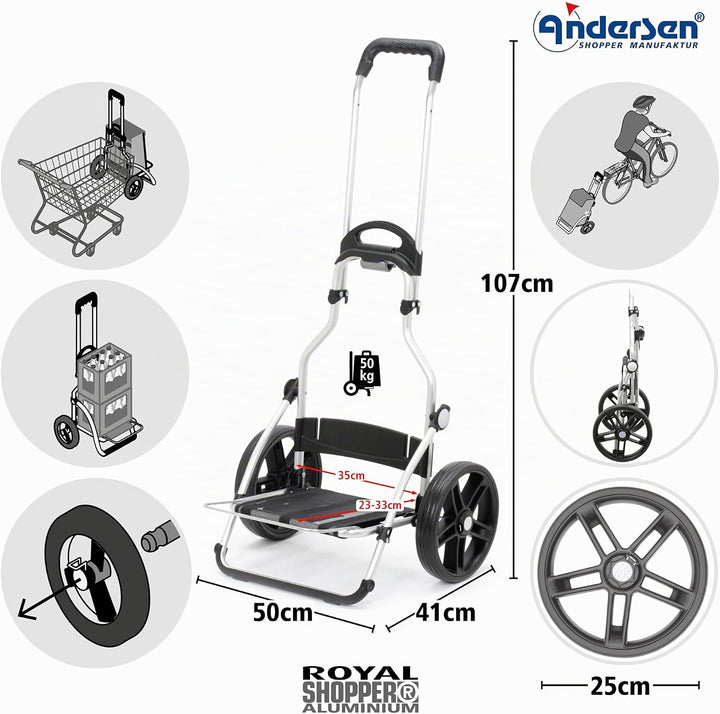 ANDERSEN Einkaufstrolley - Royal Shopper Senta grau 49 L einkaufen, Einkaufshilfe, wasserdicht, Alum