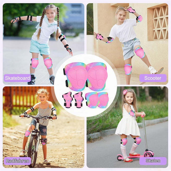 MHJY Knieschoner Kinder Schoner Inliner 6Pcs Protektoren Set Knie und Ellenbogenschützer Handgelenks