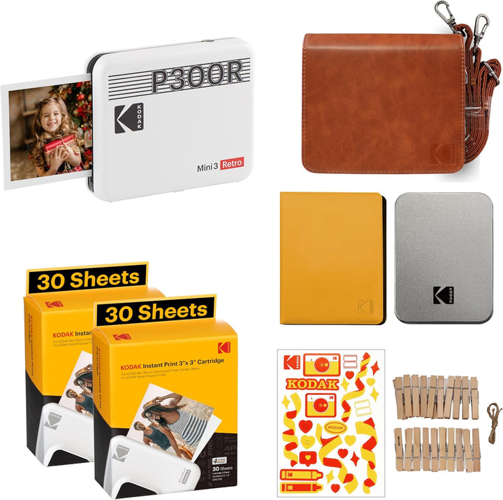 KODAK Mini 3 Retro, tragbarer Fotodrucker, schneller Druck, HD-Fotos, 54 x 86 mm, Bluetooth, kompati
