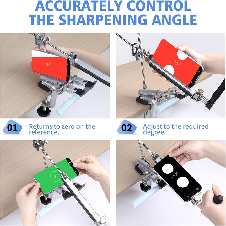 14Pcs Messerschärfer Profi Knife Sharpener mit Aufbewahrungsbox Messerschleifer 360° Flip Drehung Me