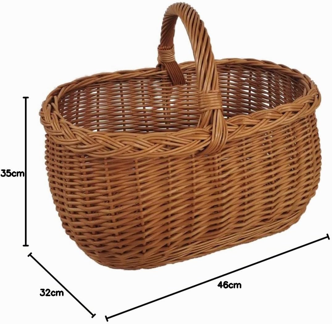Einkaufskorb aus Weide Pilzkorb Oval Braun 46x32x35 cm